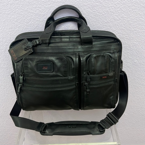 TUMI Alpha Leather Compact Laptop Briefcase Style 96114DH - Picture 1 of 15